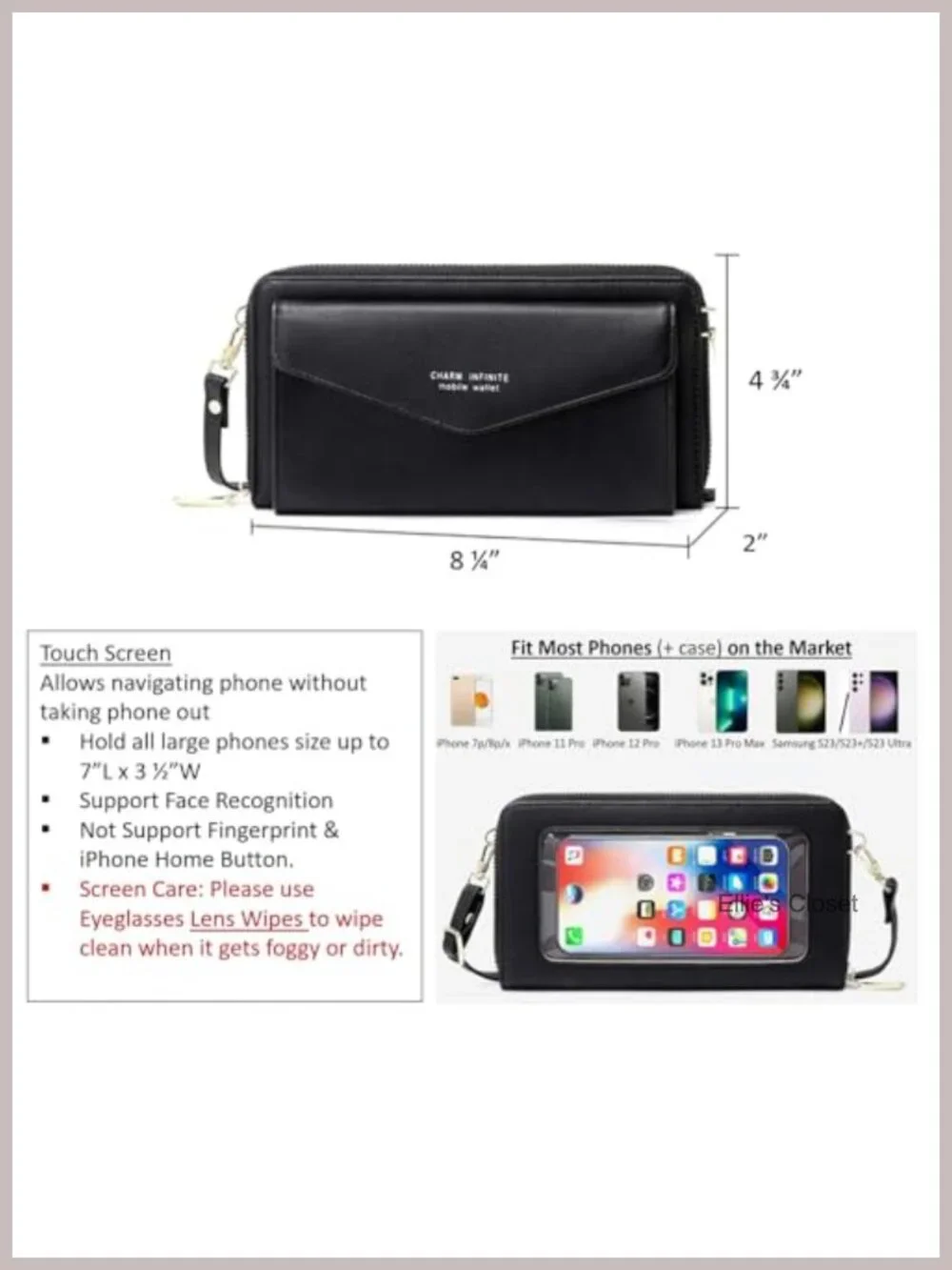 Faux Leather Crossbody Phone Bag with RFID Blocking Touch Screen Wallet